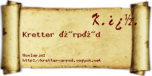 Kretter Árpád névjegykártya